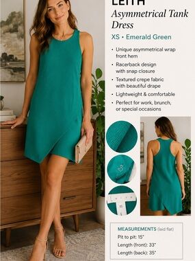 Leith Asymmetrical Green Dress XS